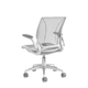 Pinstripe Mesh Silver World Task Chair, Adjustable Arms, White Frame,Silver,hi-res